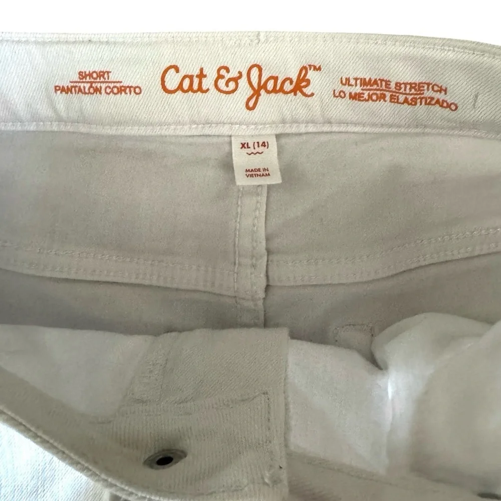 New Cat & Jack White Denim Cutoff Shorts Raw Hem Ultimate Stretch Youth XL (14) - Picture 4 of 4